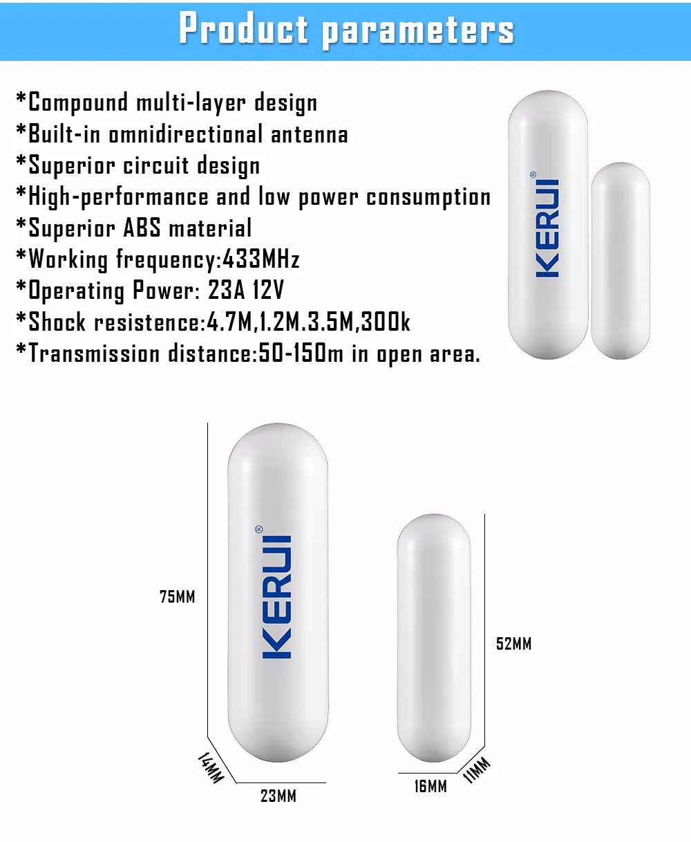 KERUI D026 Window Door Magnet Sensor Detector Portable Alarm Sensors Smart Home Detectors Wireless  For KERUI Alarm System home security system keypad