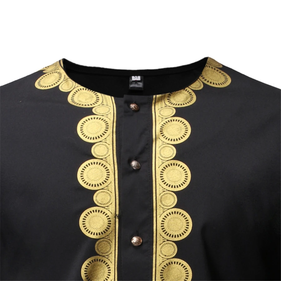 GuyuEra New Men's African Dashiki Wind Casual Long-sleeved Shirt Men's Hot Shirt
