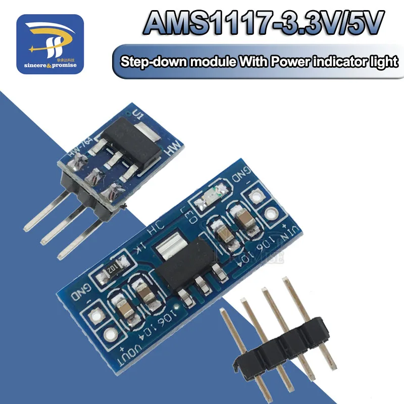 

High Quality 10Pcs/lot 5V to 3.3V For DC-DC Step-Down Power Supply Buck Module AMS1117-3.3V LDO 800MA