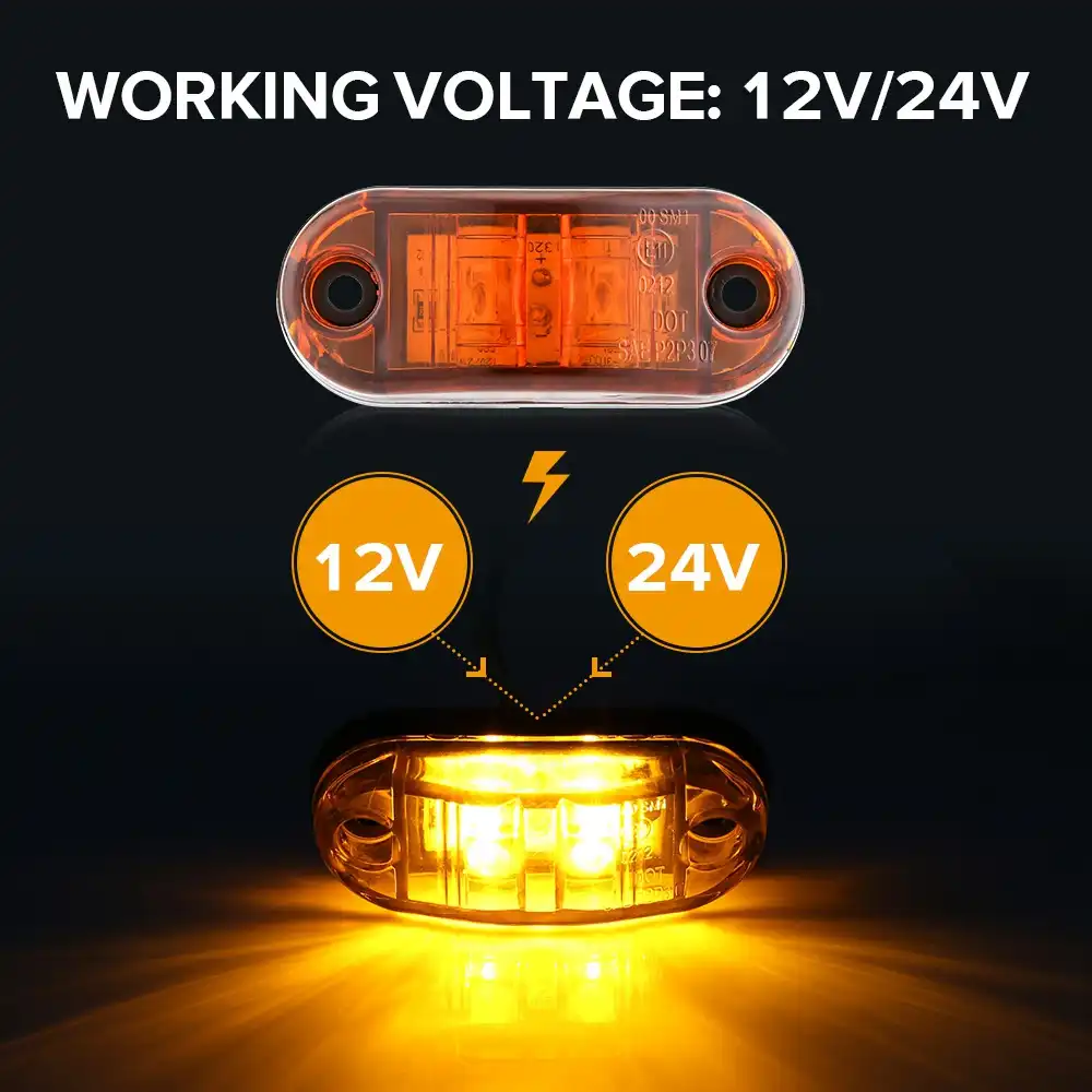 1 個 12 V 24 V Led サイドマーカーライト車外部警告灯テールライト自動トレーラートラックランプ白赤アンバー 信号ランプ Aliexpress