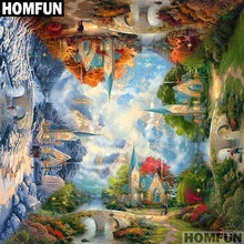 HOMFUN plein carré/rond perceuse 5D bricolage diamant peinture