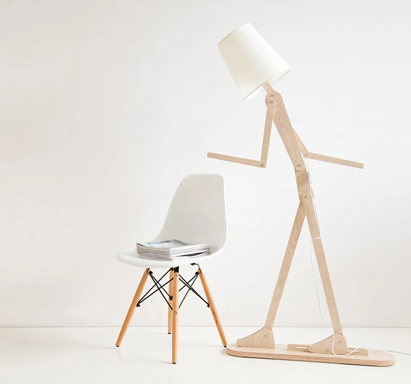 Creative Human Figure Floor Lamps Wooden Log Fabric Stand Light Living Room Bedside Piano Lighting Nordic E27 Standing Lights (1)