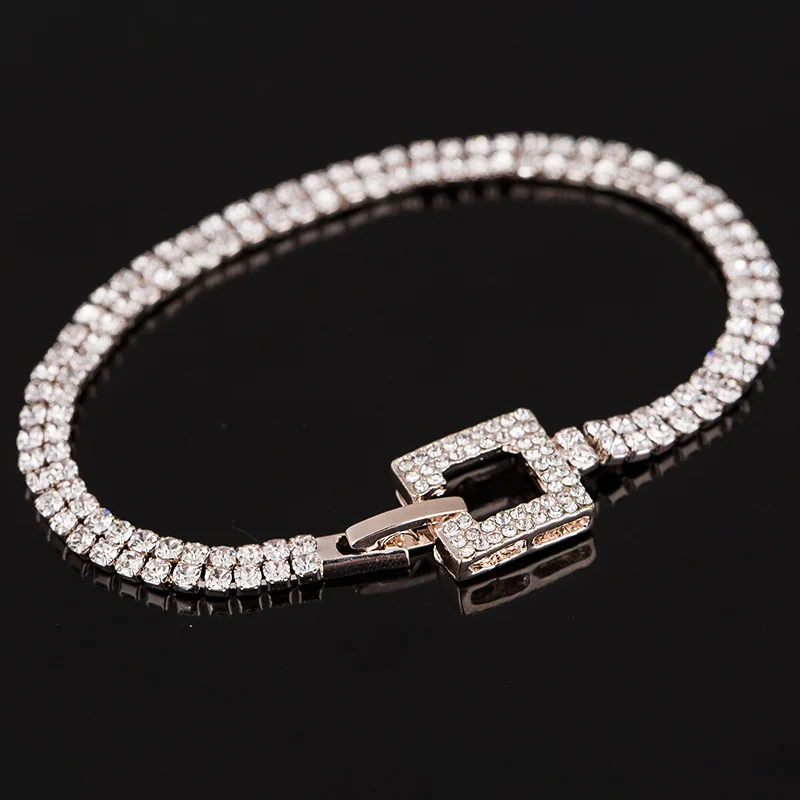 Женский классический браслет из розового золота с кристаллами B040|jewelry greek|bangles