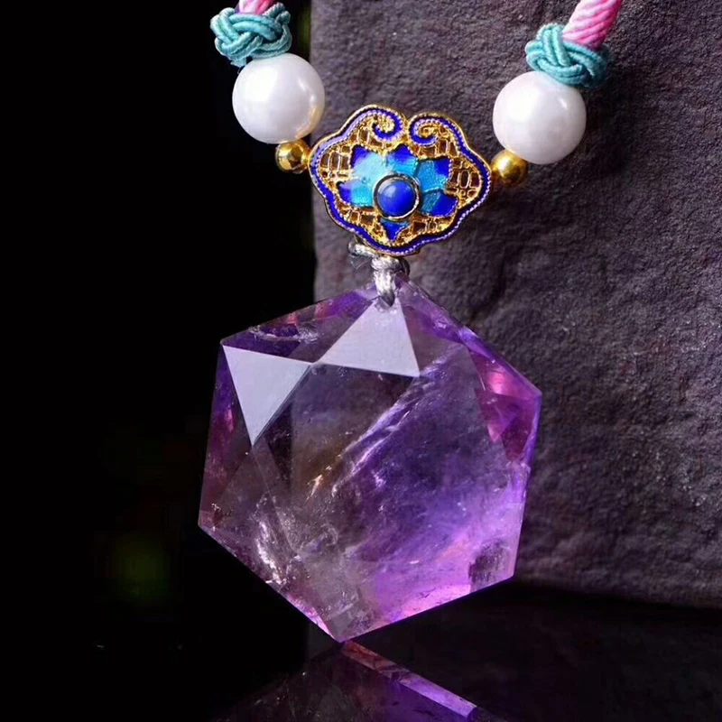 Настоящие Лавандовые фиолетовые украшения из природных кристаллов наборы Шестигранная звезда кулон ожерелье с кристаллом браслет красота для женщин ювелирные изделия