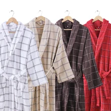 Хлопковый мужской зимний теплый халат с длинным рукавом размера плюс XXL, банный халат, домашний мужской Халат-кимоно