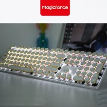 Magicforce Crystal 108 клавиш винтажная машинка издание USB Проводная Механическая игровая клавиатура с подсветкой, вишневые переключатели золотые брелки