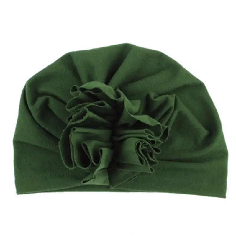 Милая Детская Тюрбан Хиджаб оберточная бумага для головы шляпа бандана шарф Кепка для волос - Цвет: Dark green