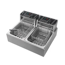 2 Tanks 16L Electric Deep Fryer Chicken Potato Chip Oil Fried Stainless Steel Frying Machine Commercial Or Household Fryer multifunction 12 l deep fryer electric commercial stainless steel potato chicken food deep frying machine zf