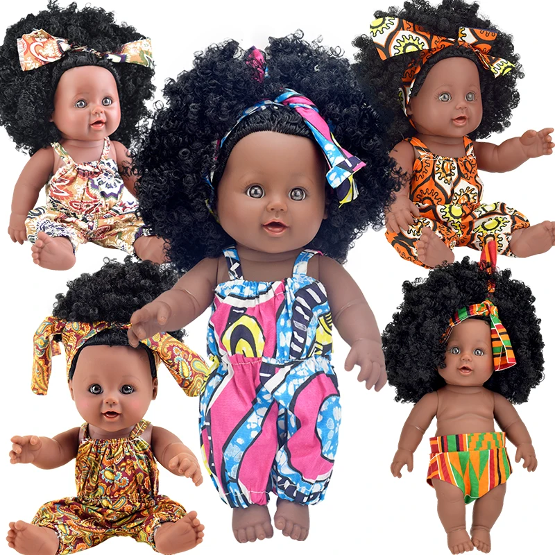 

30cm afro USA 30cm 12inch black baby dolls full silicone vinyl reborn pop boneca baby soft toys toy kid Nathniel princess