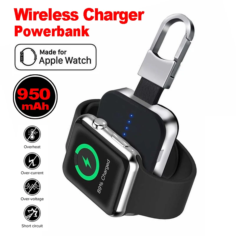

QI Wireless Charger for Apple Watch 1 2 3 Portable Mini Power Bank External Battery Key Chain Wireless Charger for IWatch 2 3 4