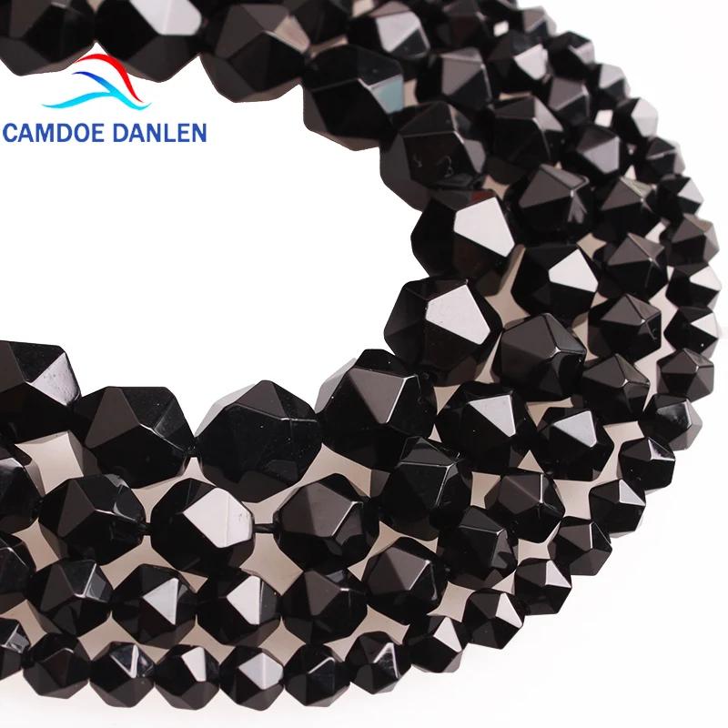 CAMDOE DANLEN-Cuentas de Carnelia Natural, piedra facetada de ágatas negras, Onyx, sueltas, 6, 8, 10, 12 MM, aptas para bricolaje, fabricación de joyas hechas a mano