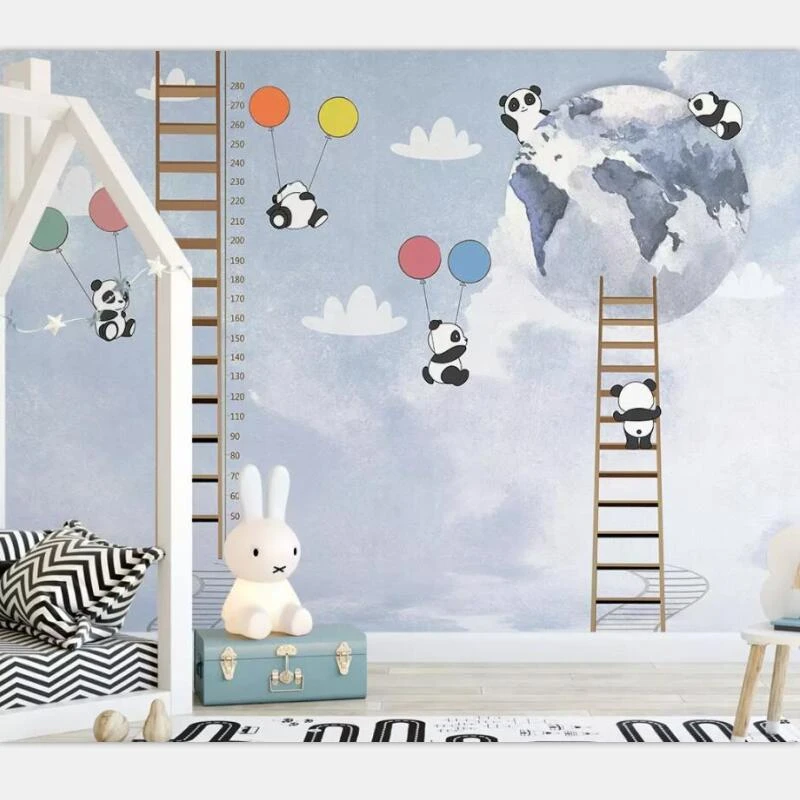 Us 8 85 41 Off Beibehang Wallpaper Murals Custom Home Decoration Photo Living Room Bedroom Fresh Cartoon Universe Lunar Flight Panda Mural In