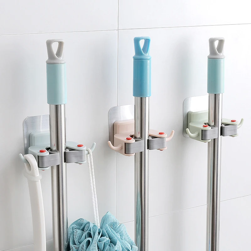 

1pcs Multifunction Nail Free Bathroom Wall Hanging Broom Rack Mop Clip Creative Durable Kitchen Organizer Bathroom Accessory