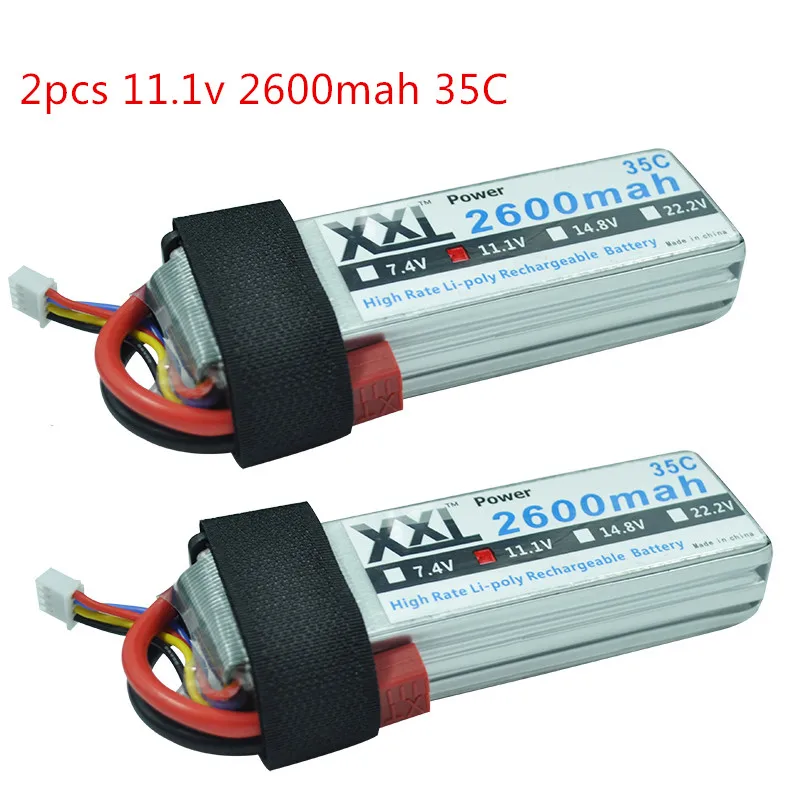 

2pcs XXL RC Lipo Battery 11.1V 2600Mah 3S 35C Max 70C Li-polymer Batteries AKKU For TREX 450 CX20 Helicopter RC Airplane Car FPV