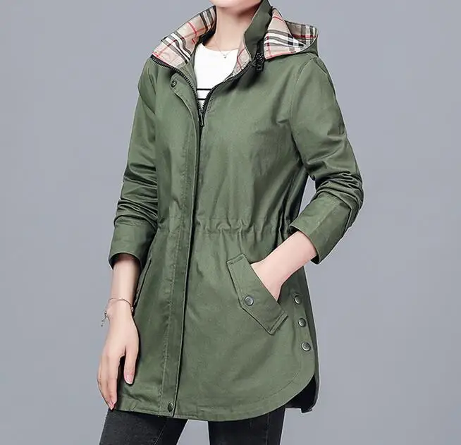 Coupe Printemps Longue La Capuche Chaud Bleu Mode vent Femmes 4xl Green kaki Section Nouvelle Dans Veste bourgogne Grande M army À De EXPqAwzz