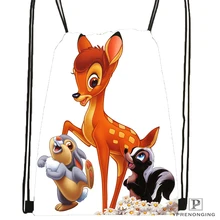 Custom Kid Bambi Drawstring Backpack Bag Cute Daypack Kids Satchel (Black Back) 31x40cm#180531-02-47