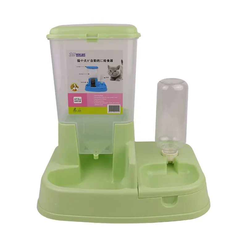 ПЭТ миска для кошек и собак кормушки водная поилка Регулируемый зерна баррель хранения щенок блюдо для еды аксессуары Принадлежности для животных продукты - Цвет: green