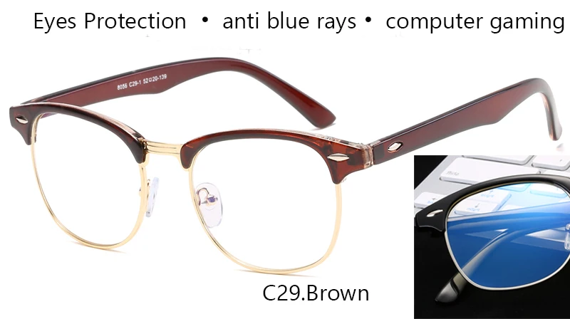 IVSTA 8056 стиль Computet очки для мужчин игровой телефон Freak анти Синие лучи защиты средства ухода для век HD смолы оптические стёкла анти усталость - Цвет оправы: Brown-Clear