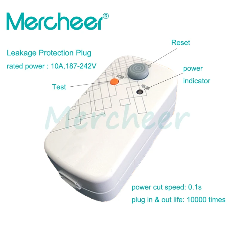 

10A 187-242V 3 Pins Plug GFCI Leakage Protection Safety RCD Socket Adaptor Home