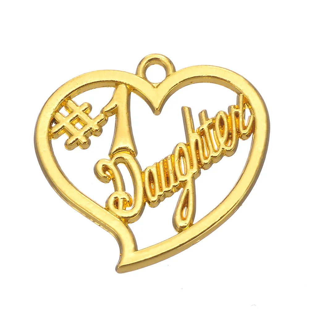 10pcs Charms 1 Daughter Heart 24.5x23.5mm 2 Colors Pendant 1 Daughter