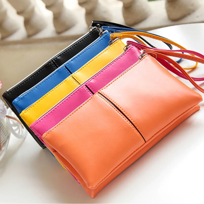 

Fashion Yellow Women Wallets PU Leather LONG Wallet Zipper Clutch Purse Wristlet Portefeuille Handbags Carteira Feminina UM852