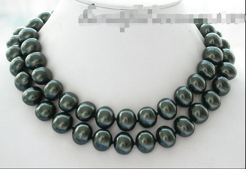 

z4305 32" 15MM Tahitian black EGG SOUTH SEA SHELL PEARL NECKLACE NEW