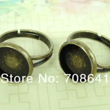 Пустой параметры заготовки кольца с круглая изогнутая рамка стеклянные кабошоны Cameo кольца основания DIY ювелирных изделий Античная бронза тон покрытием