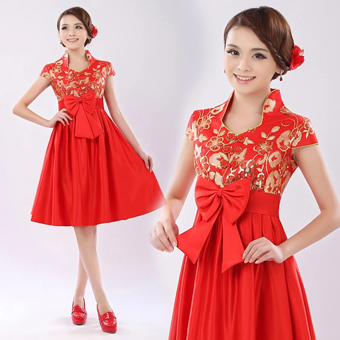 Summer summer chinese style vintage red bridal short design high waist