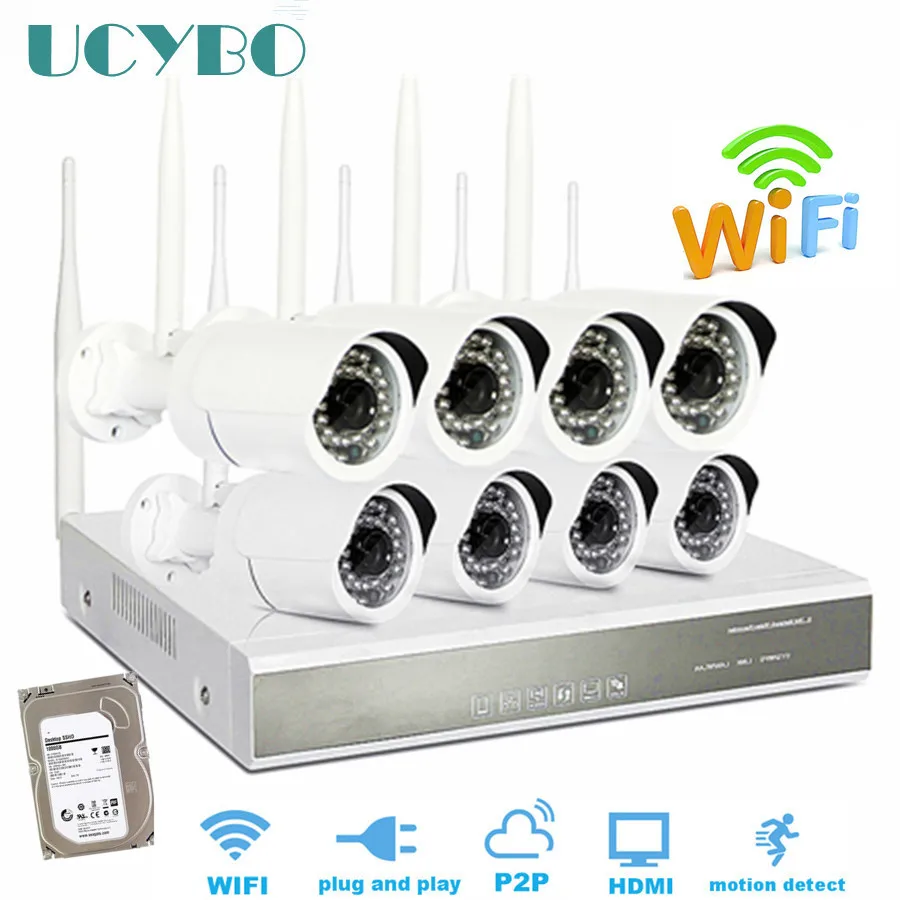 

8CH Wireless NVR IP Camera hd WIFI CCTV System 720P outdoor IR Infared P2P Home Security network Camera video Surveillance Kits