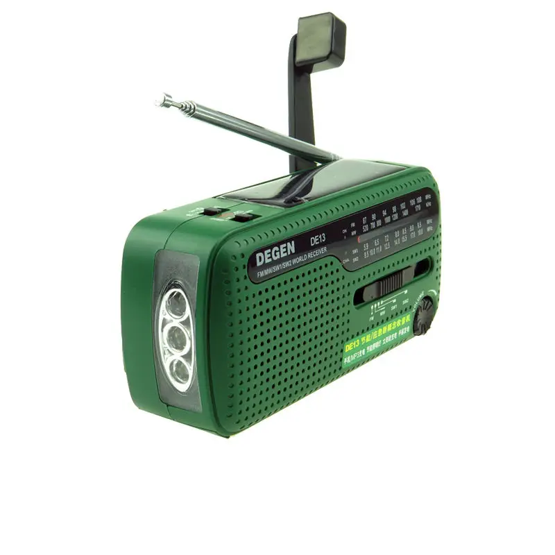DEGEN DE13 FM AM SW Crank Dynamo Solar Power Emergency Radio A0798A World Receiver