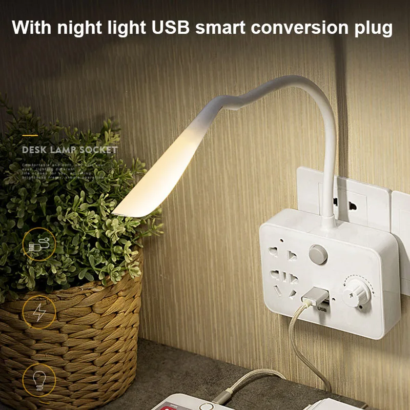 

Smart Conversion Plug Wall Mount Adapter with LED Light for Home School Office CLH@8