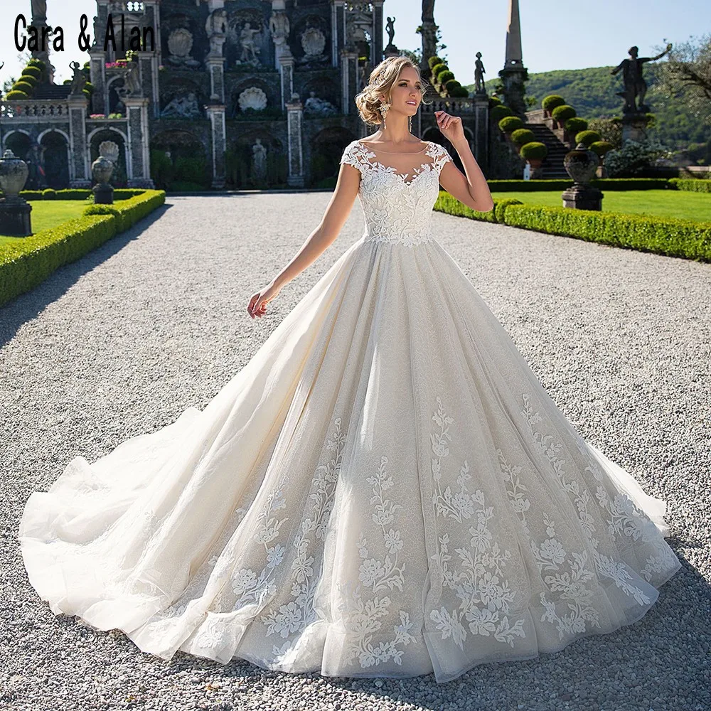 Robe de Mariage свадебное платье с открытой спиной 2019 Роскошные кружевные аппликации с рукавом Brdial платья Vestido Novia trouwjurk