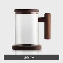 Классические Устойчивые прозрачные Стекло кружка набор с Т-Форма деревянная рукоятка подставка с крышкой современный