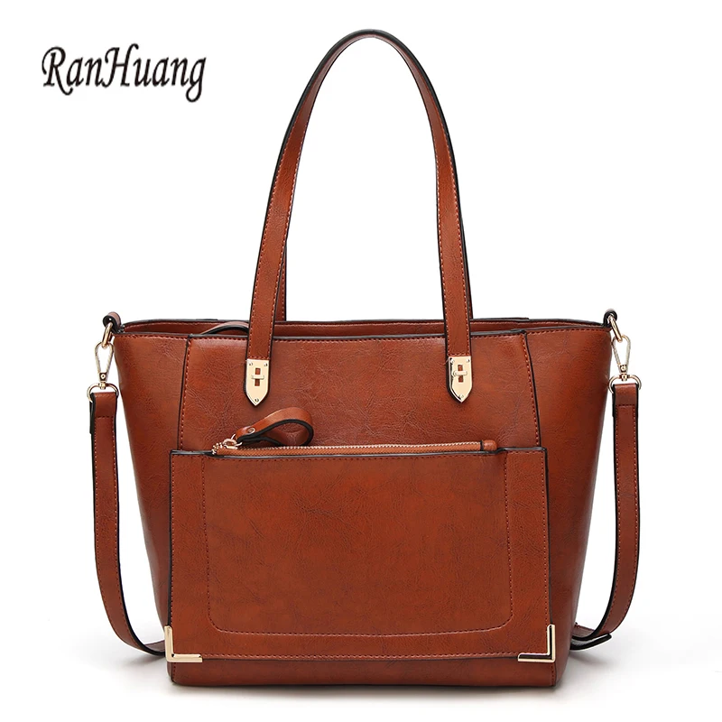 

RanHuang New 2018 Women Vintage Handbags Casual Tote Bags High Quality Pu Leather Handbags Black bolsa feminina A1290