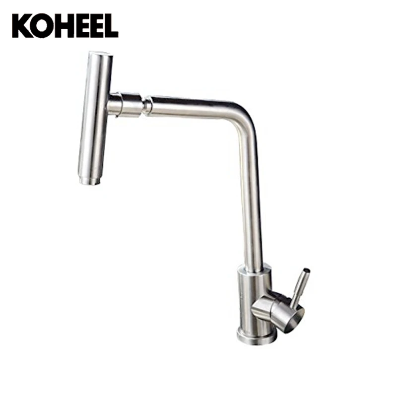 304 Stainless Steel Kitchen Sink Faucet Tap Single Handle Pull Down Pull out Arbitrary Rotating Swivel
