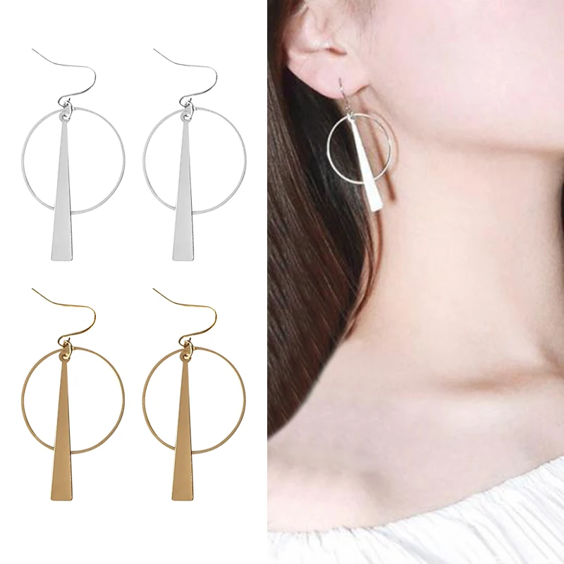 

Women Stylish Earrings Simple Geometric Circle Dangle Drop luxury Earrings CX17