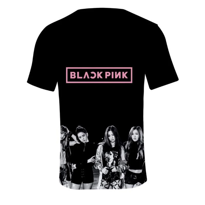 KPOP черная розовая 3D футболка для женщин и мужчин Дженни Роза Лиза JISOO K поп черная розовая футболка с коротким рукавом женская футболка