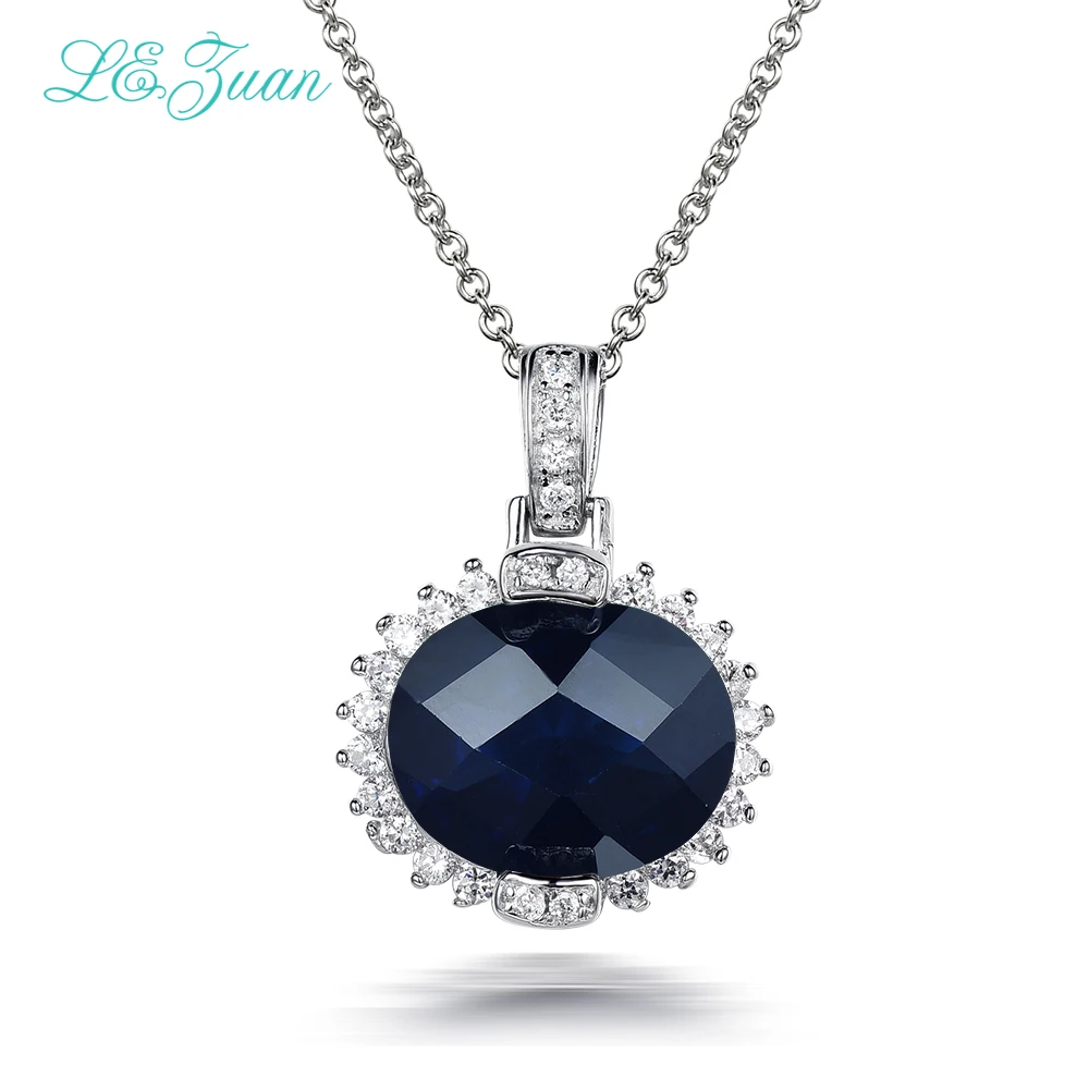 

I&zuan 6.58ct Blue Stone Pendants Real 925 Sterling Silver Jewelry Necklace Pendant For Women Trendy Lace Pendant