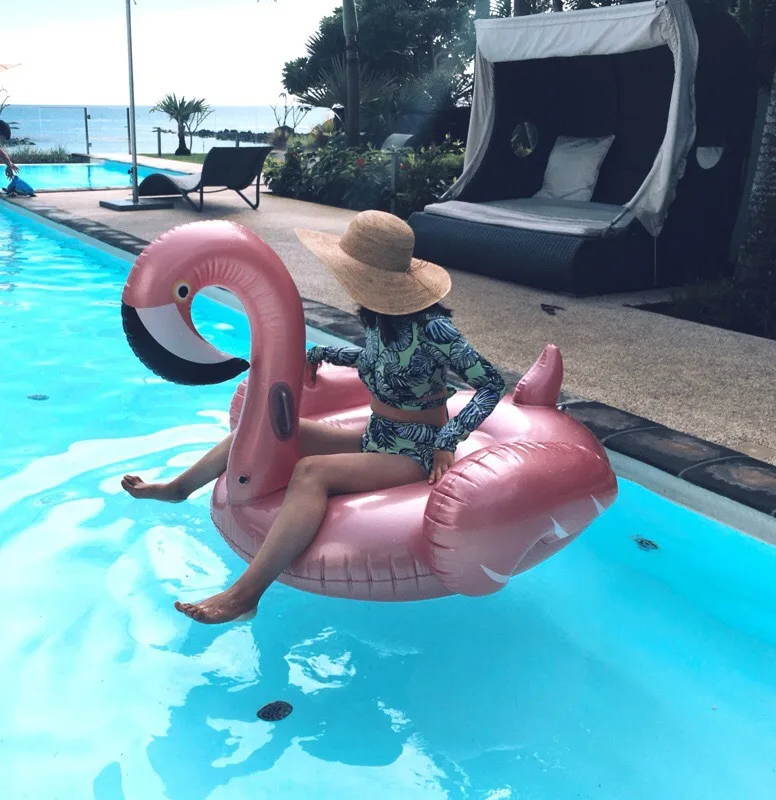 Розовое золото 150 см гигантский надувной фламинго бассейн надувной лебедь-на воде вечерние игрушки летний пляжный шезлонг надувной матрас boia Piscina