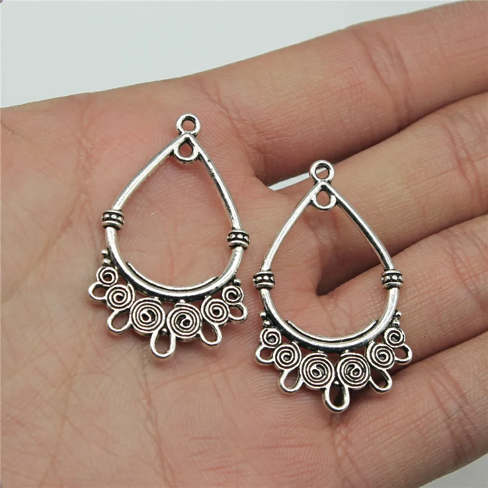 

Earrings Connector Charms Handmade Accessories Antique Silver Plated 23x37mm 20pcs For Jewelry Making
