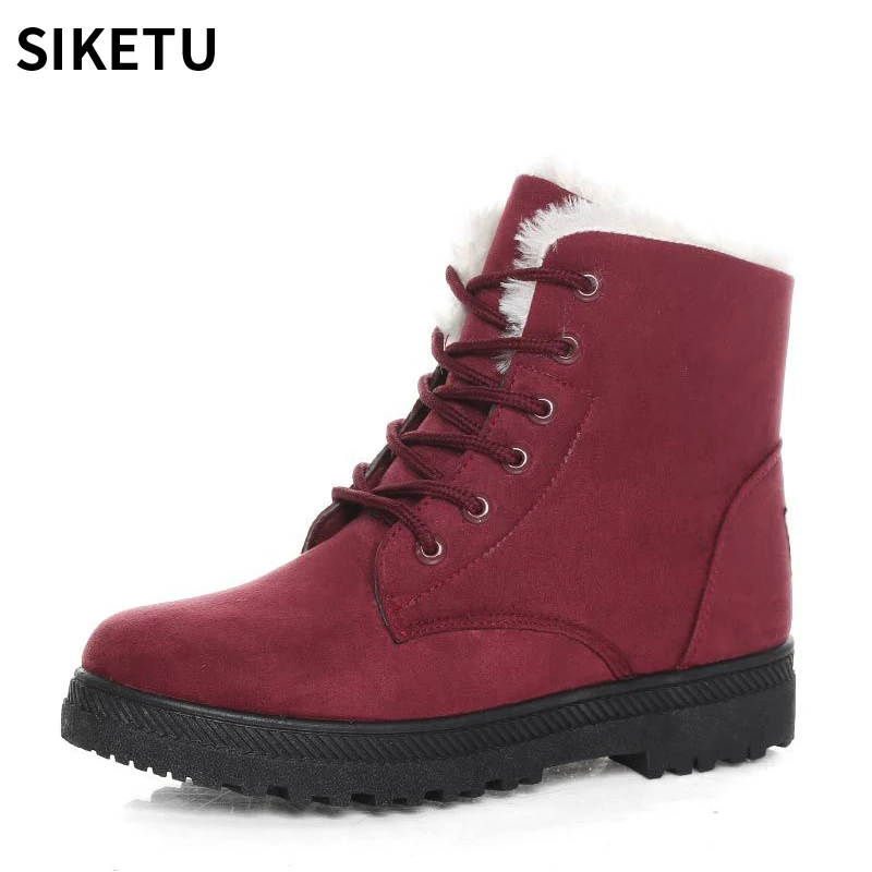 

Women Winter Boots Suede Ankle Warm Snow Boots Female Warm Fur Plush Insole High Quality Botas Mujer Lace-Up Winter Shoes