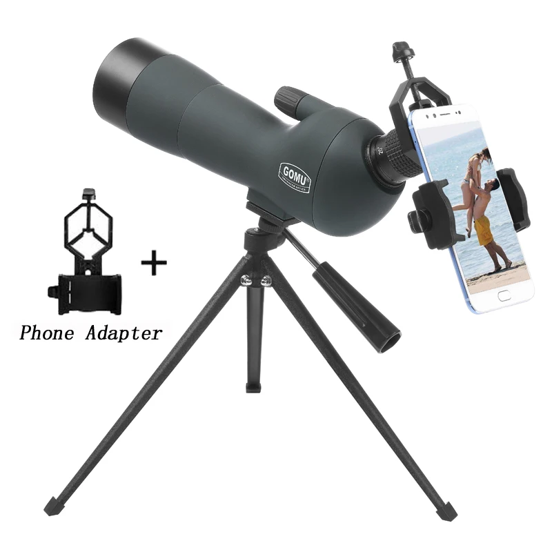 20-60x60 Зрительная труба зум Монокуляр Birdwatch и универсальный адаптер для телефона крепление lll ночного видения водонепроницаемый телескоп Охота