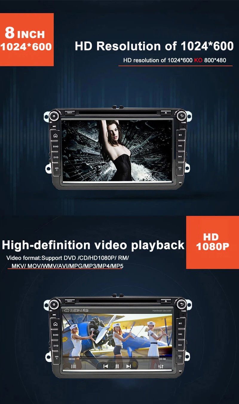 Clearance Funrover VW In Dash Car Stereo 8 "Car DVD GPS Navigation 2 din Car Radio CANBUS autoradio Bluetooth RDS WIFI OBD FM DVD for vw 16