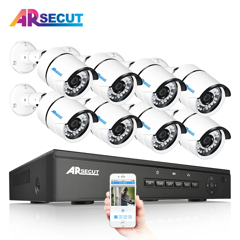 

ARSECUT 8CH IR HD CCTV Security System POE NVR CCTV Set Outdoor POE Cameras Video NVR Surveillance KIT WIFI IP Camera System