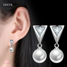 

JANTR triangle earrings imitation pearl temperament earrings fashion female ear ornaments anti-allergic