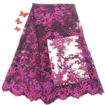 

Nigerian French Lace Fabrics 2019 African Tulle Lace Fabric High Quality Beads African Lace Wedding Fabric For Dress JIAMA224