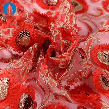 

2yards New fashionable heavy African French Lace Fabric on Tulle embroidery bridal dress Lace Fabric-300grams per square