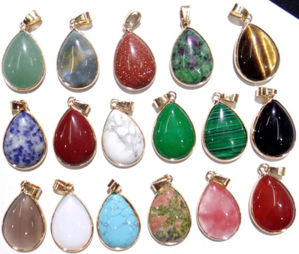 pendant necklace Natural Stone Agate tiger eye Turquoise Water Drop Shape Pendant Beads Lovely Jewelry Charms Necklaces Jewelry Making 1pcs