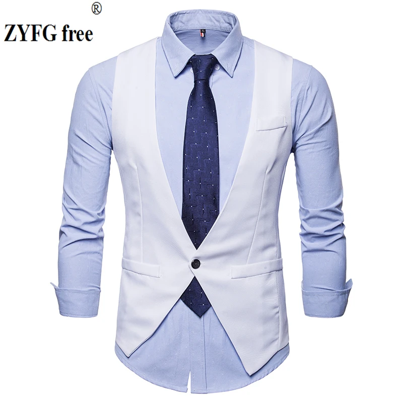 

Fashion brand 2018 autumn men's suit vest slim fit Single buckle design business casual style solid color Vest Tops Large size