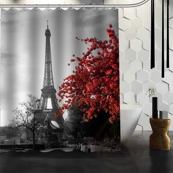 

Best Nice Custom Eiffel Tower Shower Curtain Bath Curtain Waterproof Fabric For Bathroom MORE SIZE WJY#32